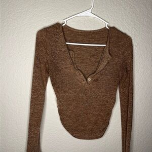 Brown Long Sleeve Women's Top